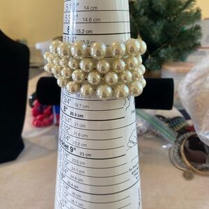 J Crew multi strand faux Pearl Beaded Bracelet